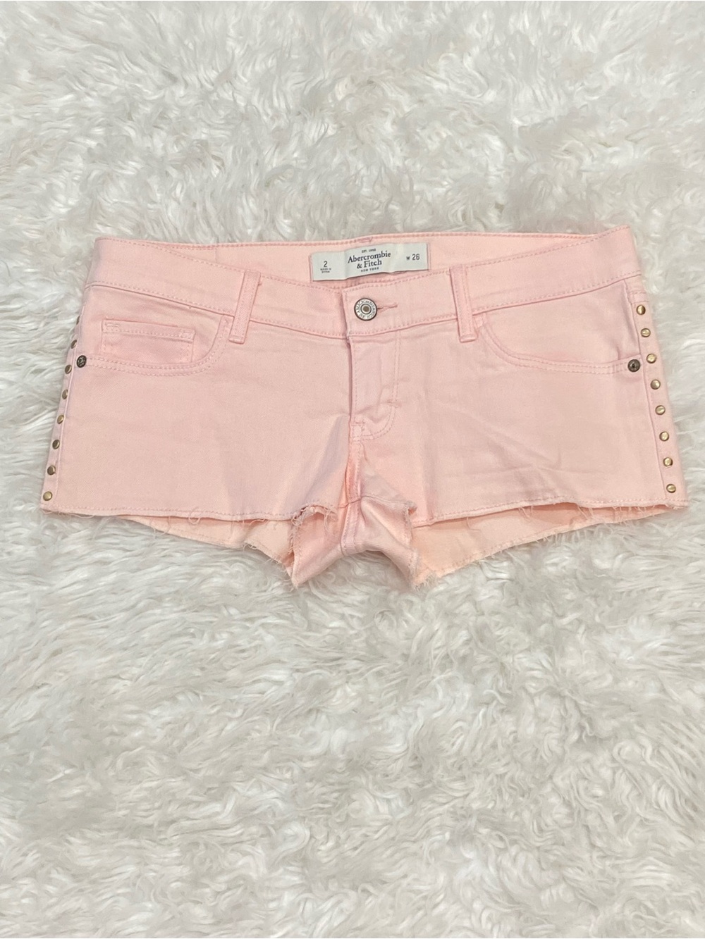 Abercrombie & Fitch Pastel Pink Denim Cutoff Shorts with Side Studs
